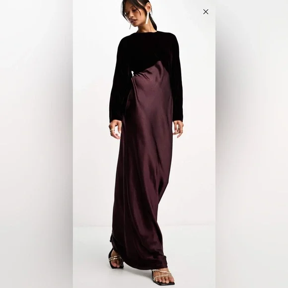 ASOS Burgundy Long Sleeve Dress - Picture 1 of 4